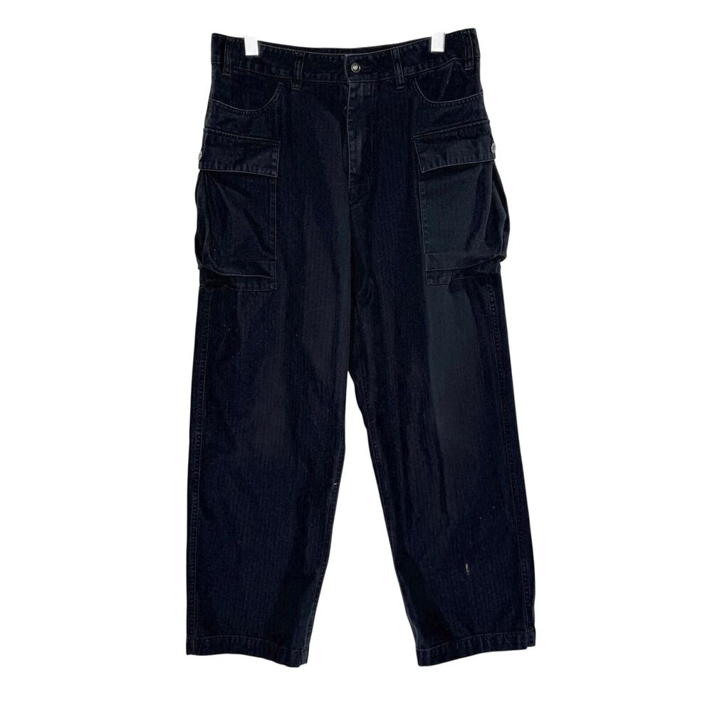 Nike Life Mens Cargo Pants 32 Washed Black Distressed Pockets Streetwear *flaw
